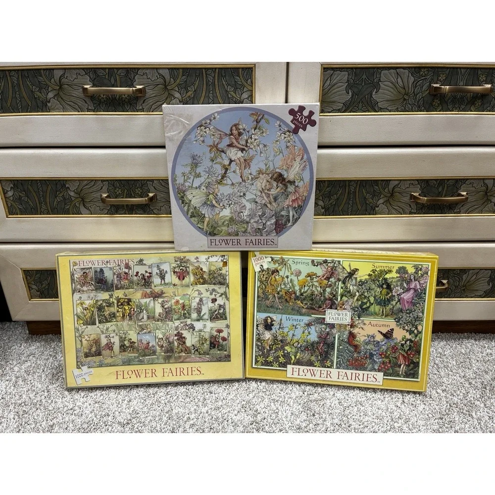 Set Of 3 Vintage Sealed Flower Fairies Jigsaw Puzzles By Cicely Mary Barker